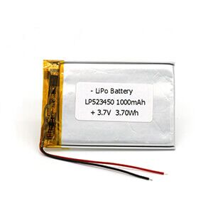 Small Lithium Polymer Battery 1000mAh − Model LP523450